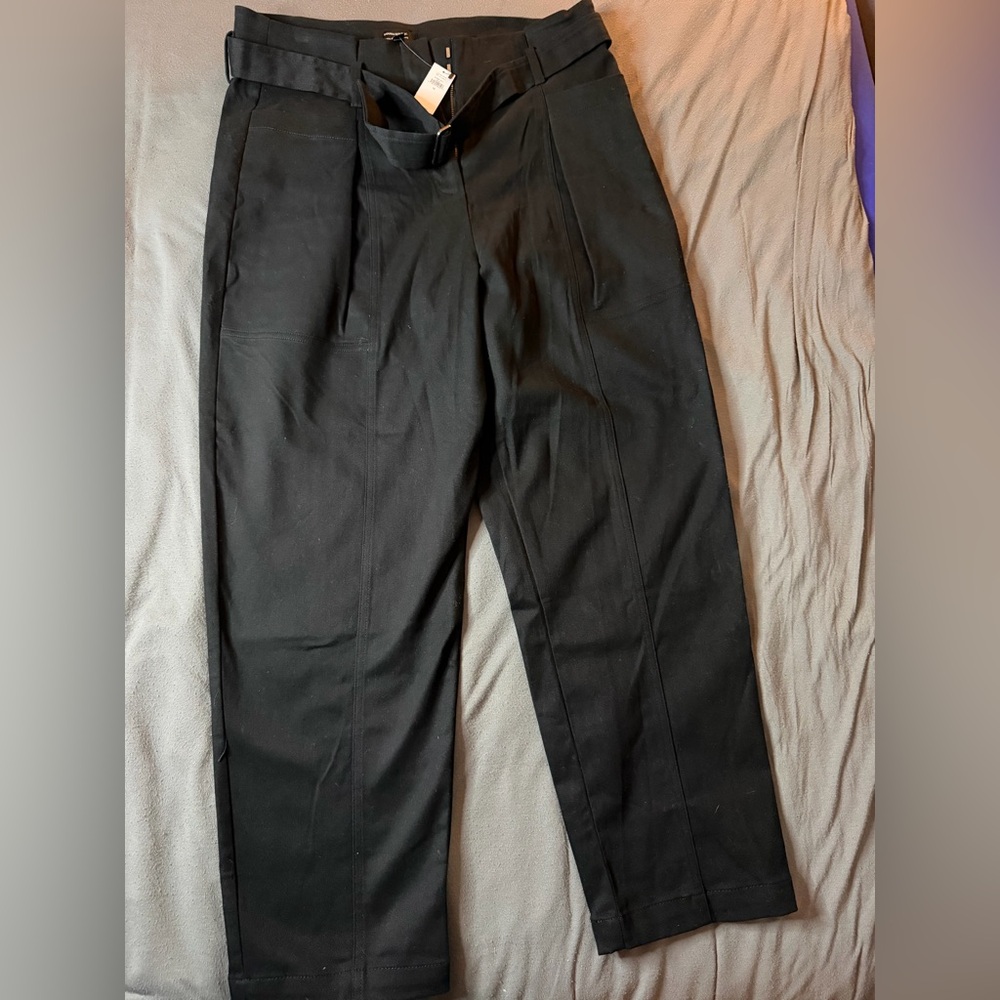 Banana Republic Factory Black Belted High Rise Tapered Pants NWT Size 12